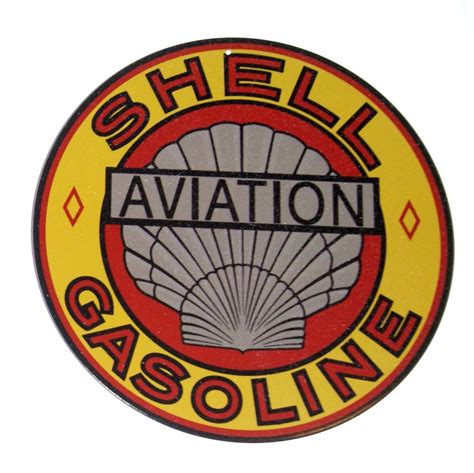 Shell Aviation Gasoline Retro Vintage Nostalgic Look 12 Round Sign For Wall Learn More By