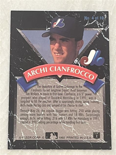 1992 Fleer Ultra All Rookie Team 4 Archi Cianfrocco Montreal Expos EBay