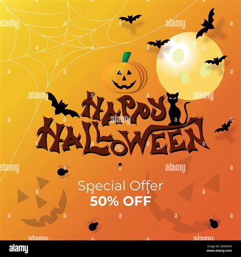 Halloween Business Card Advertisement Or Banner For Social Networks