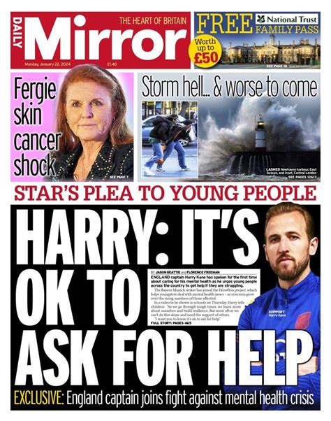 Daily Mirror Front Page 22nd Of January 2024 Tomorrow S Papers Today