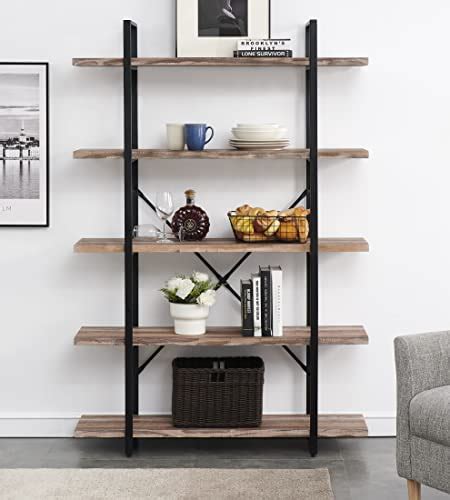 O K Furniture Shelf Industrial Bookcase Tier Open Etagere Bookshelf