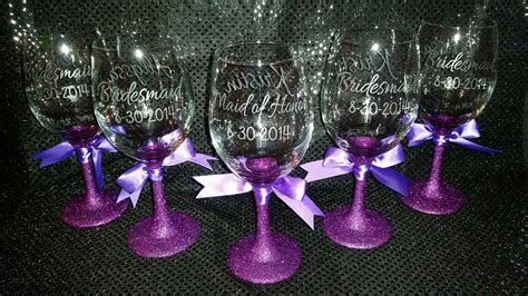 Bridesmaids Glasses One Side Is Personalized With Their Name And The Other Has Their Title And