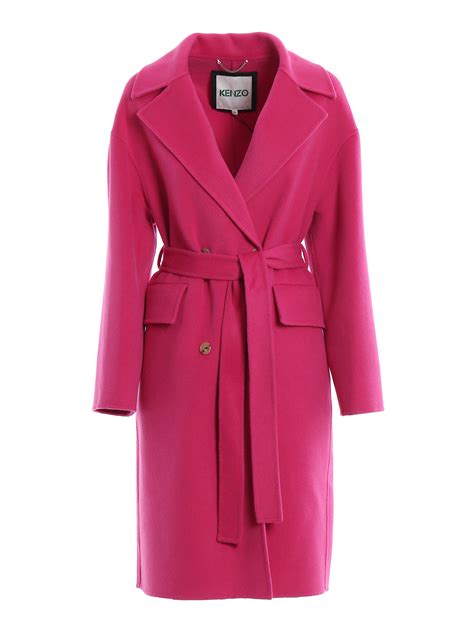 Kenzo Cashmere Blend Belted Cocoon Coat Knee Length Coats