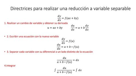 Ecuación diferencia ordinaria por método de variables separables PPT