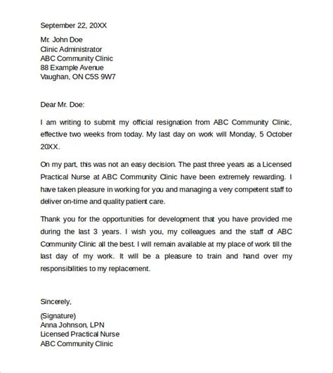 3 Week Notice Letter Sample Resignation Letter