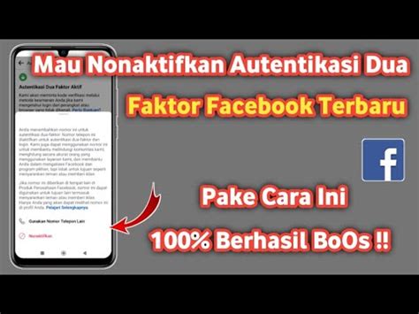 Cara Menonaktifkan Autentikasi Dua Faktor Facebook 2023 Mematikan