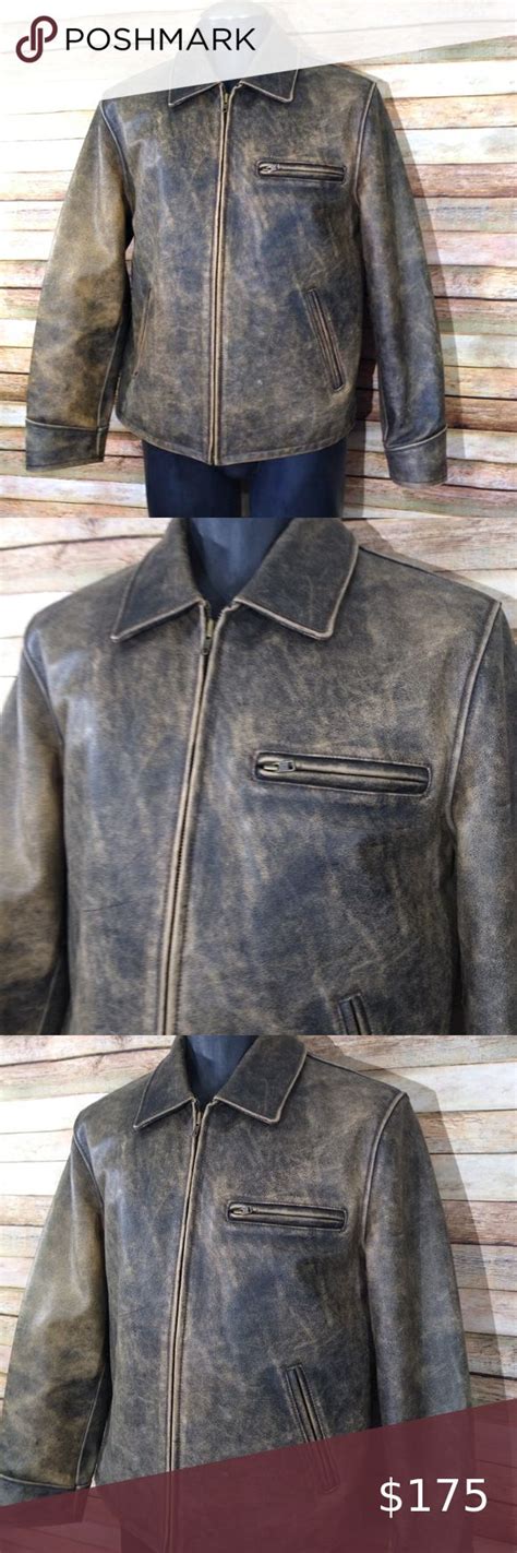 Men S American Eagle Leather Jacket Distressed Biker Cafe Racer Thick