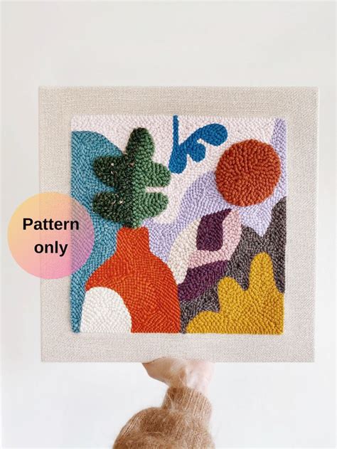 Pattern Only Abstract Plants Etsy In Punch Needle Patterns