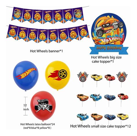 Kit Fiesta Hot Wheels Globos De Cumpleaños Decoración Meses sin intereses