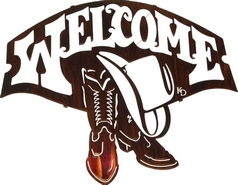 Cowboy Welcome By Kathryn Darling Western Metal Wall Art Sign