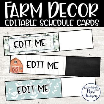 Farm Class Schedule Cards By Hanging With Mrs Hulsey Tpt