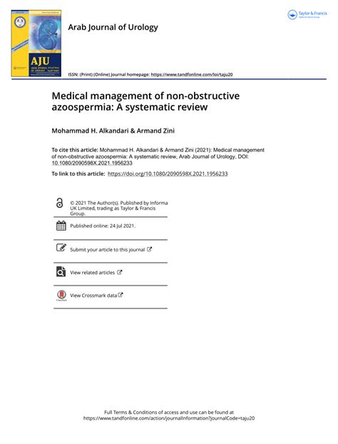 Pdf Medical Management Of Non Obstructive Azoospermia A Systematic