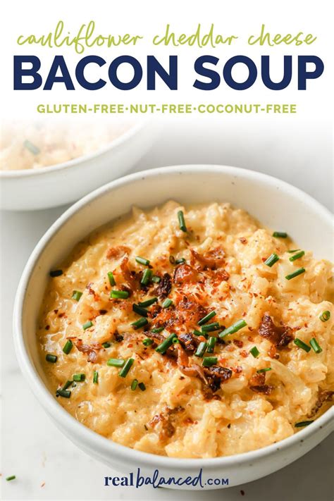 Cauliflower Cheddar Cheese Bacon Soup Real Balanced Recipe