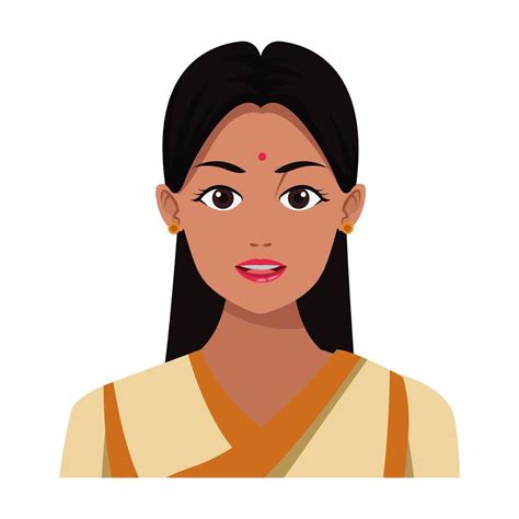 Indian Girl Face Avatar Cartoon 1609739 Vector Art At Vecteezy