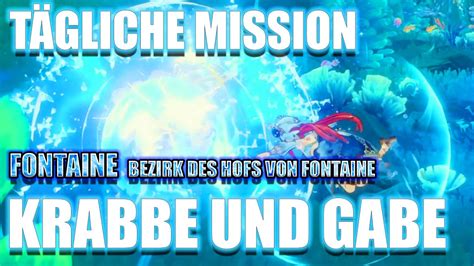 Krabbe und Gabe Tägliche Mission Fontaine Bezirk des Hofs von