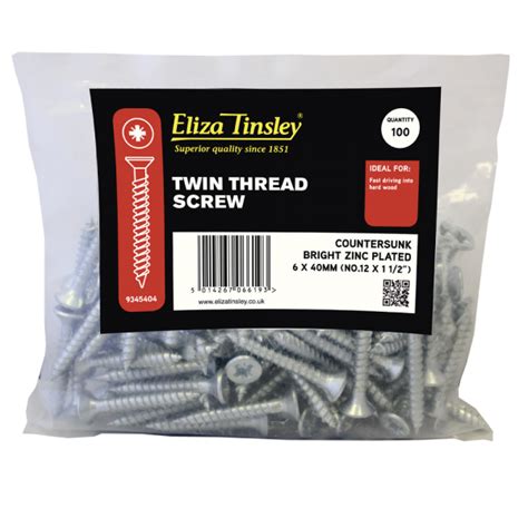 Buy Eliza Tinsley X Mm Bzp Twin Thread Wood Screws For Hardwood