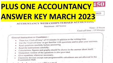 Plus One Accountancy Answer Key March Answer Key Of Accountancy