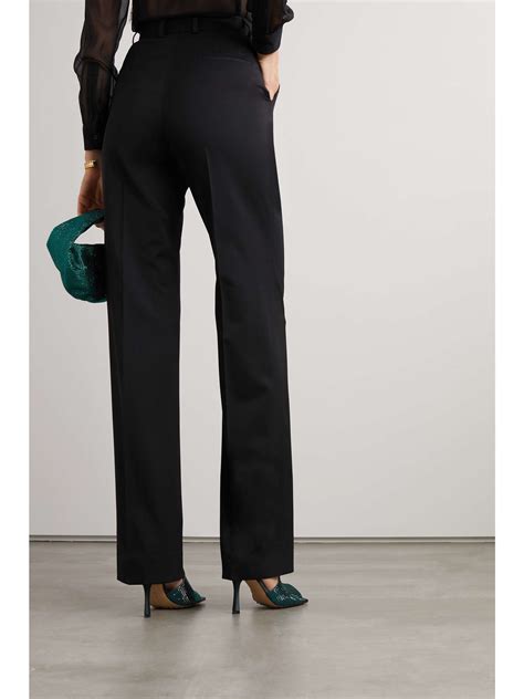 Dolce And Gabbana Pleated Stretch Wool Gabardine Straight Leg Pants Net