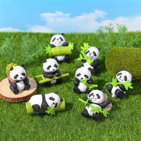 Vbbn Resin Crafts Mini Panda Ornaments Micro Landscape Cartoon