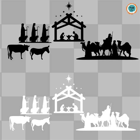 Nativity SVG Nativity Silhouette PNG Christmas Scene for Engraving ...