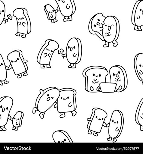 Funny Couple Bread Coloring Page Royalty Free Vector Image