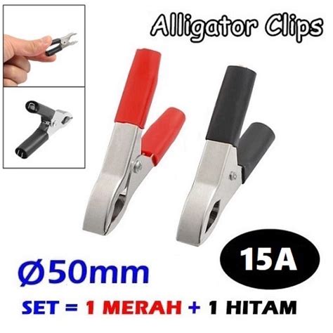 Jual Capit Aki Buaya Sepasang Merah Hitam Set 50mm Jepit Japitan