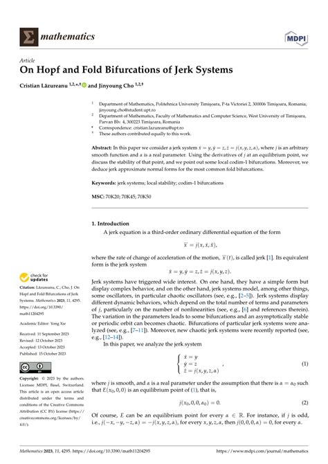 PDF On Hopf And Fold Bifurcations Of Jerk Systems