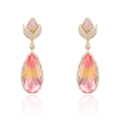 Irresistible Pink Gold Plated Dangle Earrings For Your Occasions