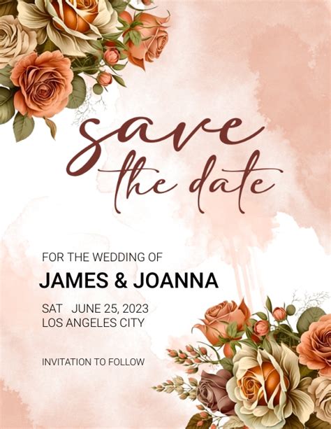 Watercolor Brown Wedding Save The Date Template Postermywall