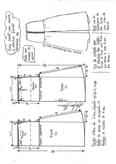 Saia Longa Evas Abertura Frontal Marlene Mukai Em Moldes