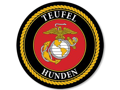 4×4 Inch Round Teufel Hunden Sticker Officially Licensed By Usmc