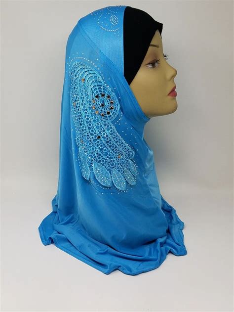 Sky Blue One Piece Rhinestone Hijab Stylish Hijab Blue One Piece