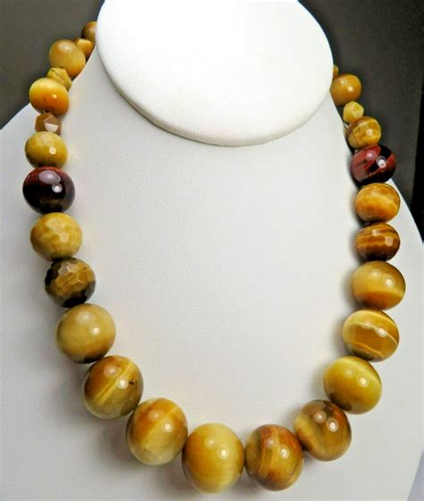 STUNNING JAY KING DTR GRADUATED TIGERS EYE AND STERLING SILVER NECKLACE