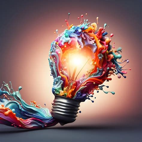 Premium Photo Creative Light Bulb Explodes With Colorful Paint And