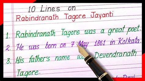 10 Lines On Rabindranath Tagore In English Essay On Rabindranath