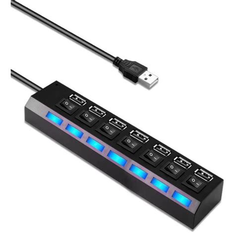 Adaptador Hub 7 Puertos Multi Usb 2 0 Indicador Luz Cuotas sin interés