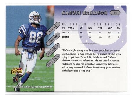 Football Card Marvin Harrison Indianapolis Colts Donruss