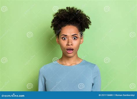 Photo Of Impressed Shocked Lady Dressed Blue Shirt Big Eyes Open Mouth