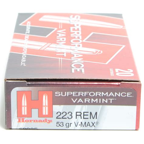 Hornady 223 Rem 53 Grain V Max Superformance Ammunition 20 Rounds