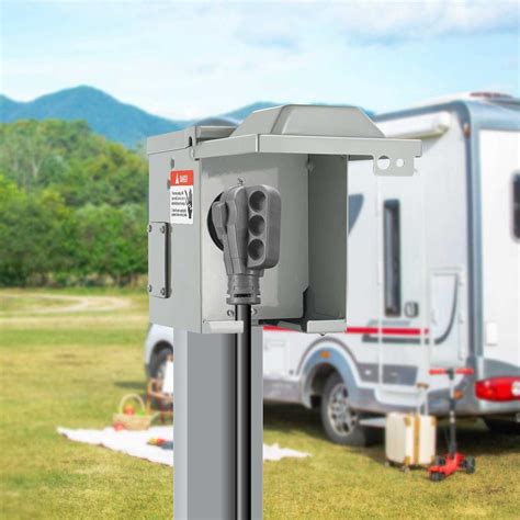 Vevor Rv Power Outlet Box Volt Enclosed Lockable Outdoor