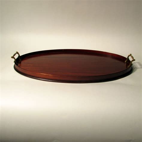 Mahogany Wood Tray With Antique Brass Handles Mahogany Wood Brass