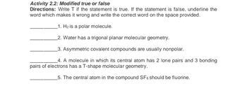 Answered Activity 2 2 Modified True Or False Directions Write T If