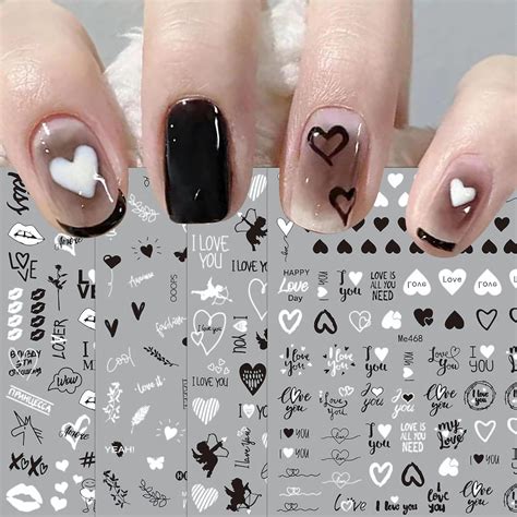 Jmeowio Nagelsticker Valentinstag Herz Blatt Nail Art Sticker