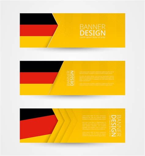 Premium Vector Set Of Three Horizontal Banners With Flag Of