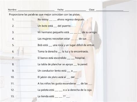 Place Prepositions Matching Spanish Worksheet Teaching Resources