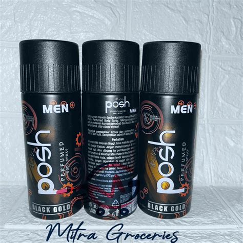 Jual Posh Men Perfumed Body Spray Black Gold Ml Ml Shopee