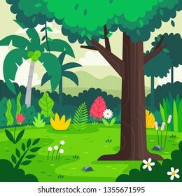 Cartoon Forest Background Vector Illustration Stock Vector (Royalty ...