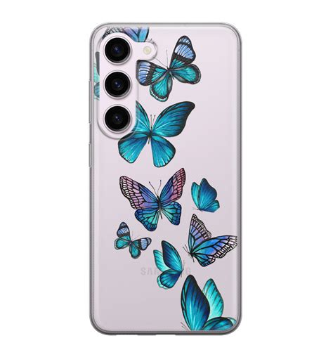 Leuke Telefoonhoesjes Samsung Galaxy S23 Siliconen Hoesje Vlinders Blauw Leuke Telefoonhoesjes