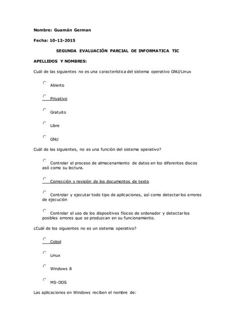 Segunda evaluación parcial de informatica tic PDF