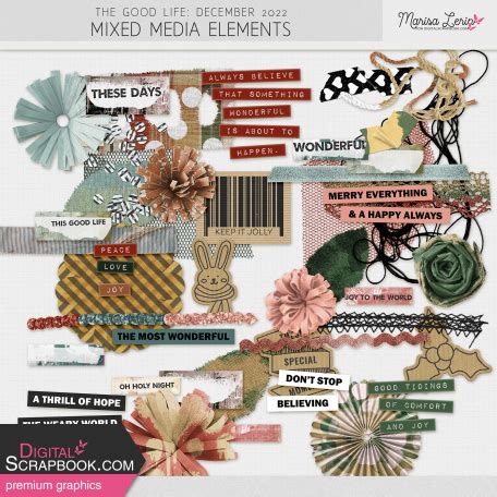 The Good Life December Mixed Media Elements Kit By Marisa Lerin